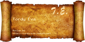 Tordy Éva névjegykártya
